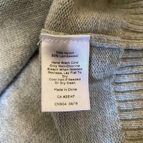 Talbots Novelty Bird Sweater Asymmetrical Zip "Seasons Tweetings" Grey Wool L - Picture 7 of 8